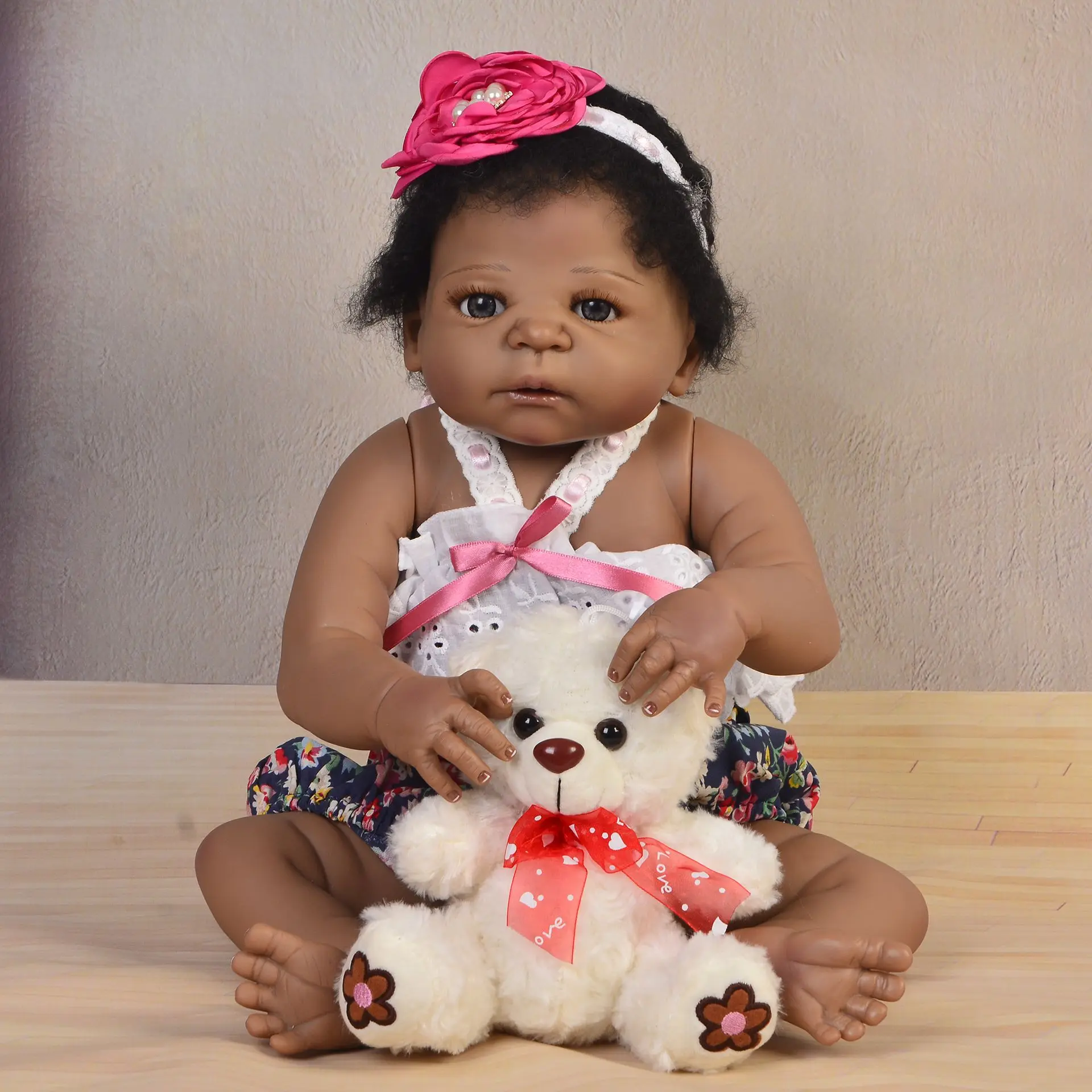 NPK черная кукла реборн 22 дюйма 55 см полностью силиконовый Реборн детская игрушка