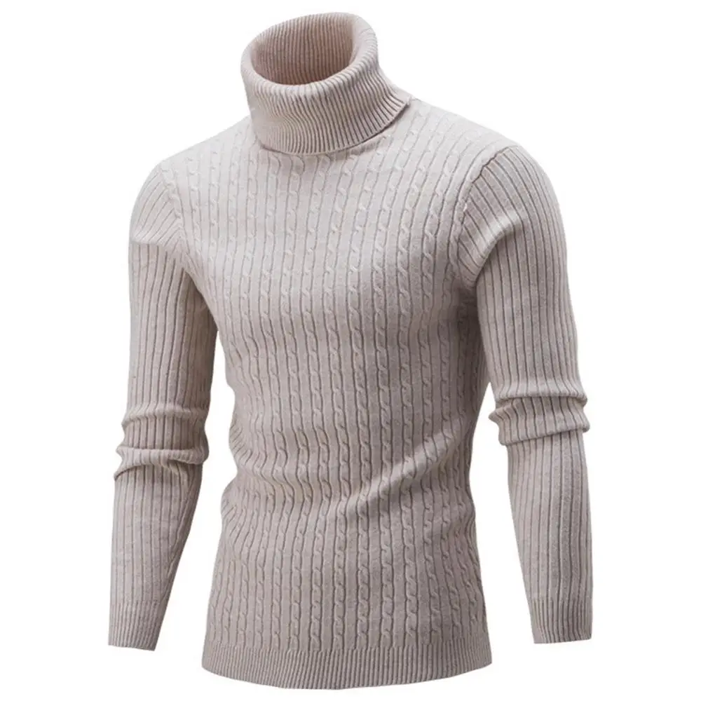 

Winter men's sweater tops fashion chic men's solid color high-neck long-sleeved knitted sweater bottoming men's tops