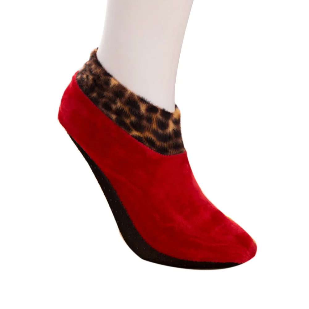 2020 Indoor Thick Slippers Floor Socks Women Winter Leopard Cuff Soft-soled Anti Slip | Обувь