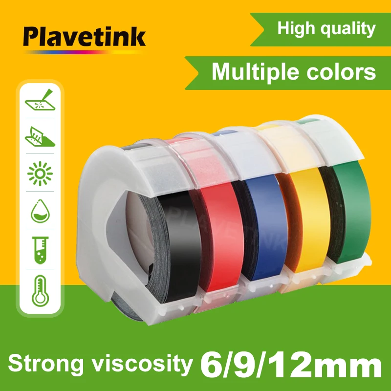 

Plavetink 6/9/12MM 3D Embossing Tapes Plastic Embossing Labels Compatible for Dymo Motex E101 E-202 E-303 1540 1755 Label Makers