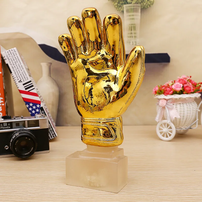 

Resin Gold Crafts Football Goalkeeper Gloves Trophy Ornaments Fans Supplies Trophy Home Decoration Desk New Arrival Ornaments