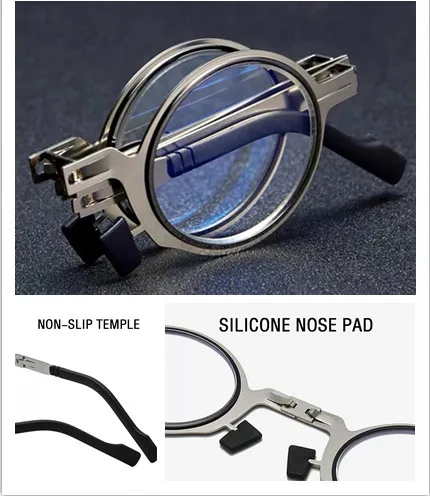 

2022 New Anti-Blu-ray Portable Folding Reading Glasses Fashion Retro Ultra Light Screwless Metal Eye Jewelry