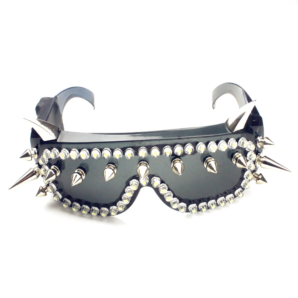 Бесплатная доставка светодиодный панк очки с заклепками для ночного концерта