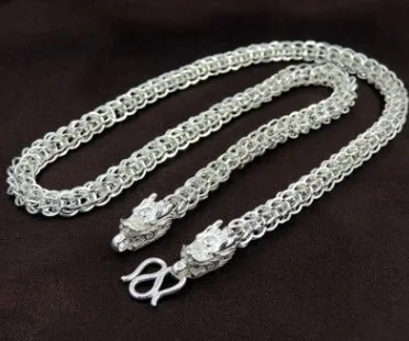 S990 Pure Silver Necklace Men Jewelry Big Chain 8mm 50cm | Украшения и аксессуары