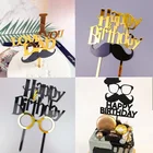 Золотой акриловый Топпер для торта на день рождения для папы, топпер для торта на день рождения папы, украшения для торта для вечеринки на день рождения папы