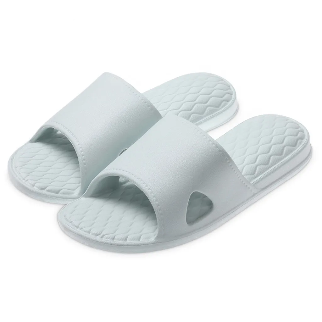 

Solid Indoor Slippers Women's Men's Casual Couples Home Bathroom Non-Slip Slippers For Ladies Round Toe Flat Pool Shoes Woman