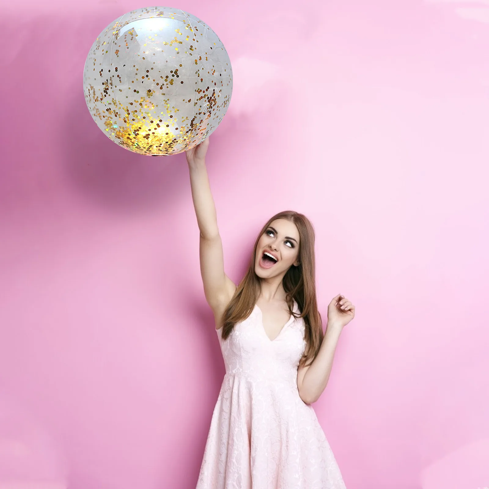 

Funny Inflatable Sequin Transparent Beach Ball Pool Party Inflatable Toy Ball Outdoor Swimming Pool Beach Water Interactive Ball
