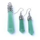 KFT натуральный камень зелёный авантюрин Шестигранная Призма маятниковая Подвеска Висячие серьги с крючком Ювелирные наборы для женщин ювелирные изделия для вечеринок