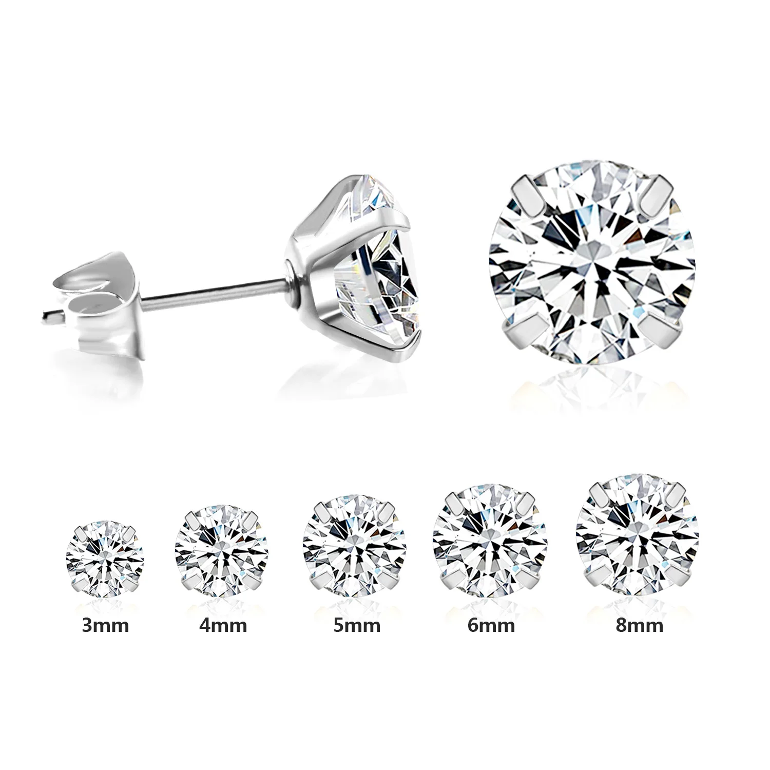

ASONSTEEL 316L Stainless Steel Gold/Silver Color Cubic Zirconia Stud Earrings for Women Girl Fashion Jewelry Party Earrings