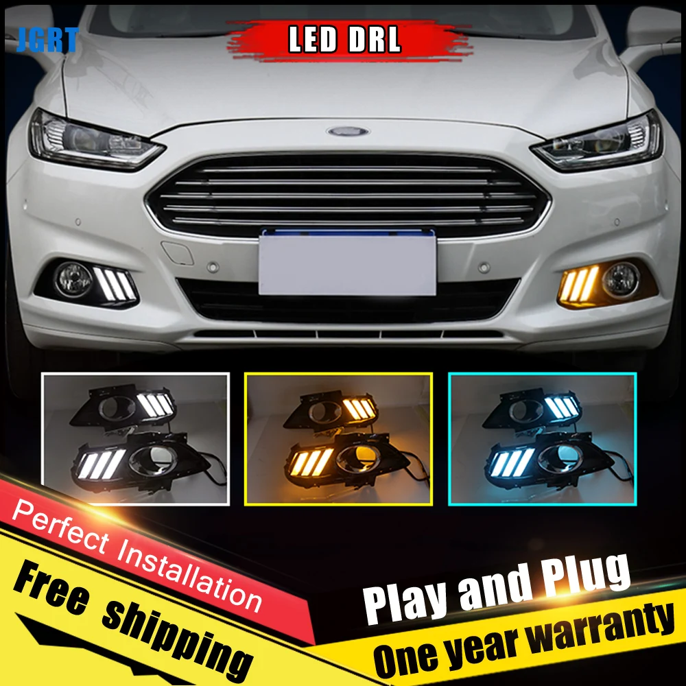 Дневные ходовые огни 2 светодиодный т. для Ford Mondeo Mustang 2015 2017 с желтым указателем