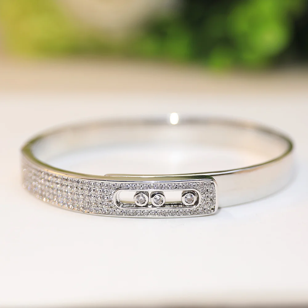 

Лидер продаж, модные брендовые ювелирные браслеты для женщин, роскошные розовые, золотые, серебряные, скользящие, дизайнерские, блестящие, д...