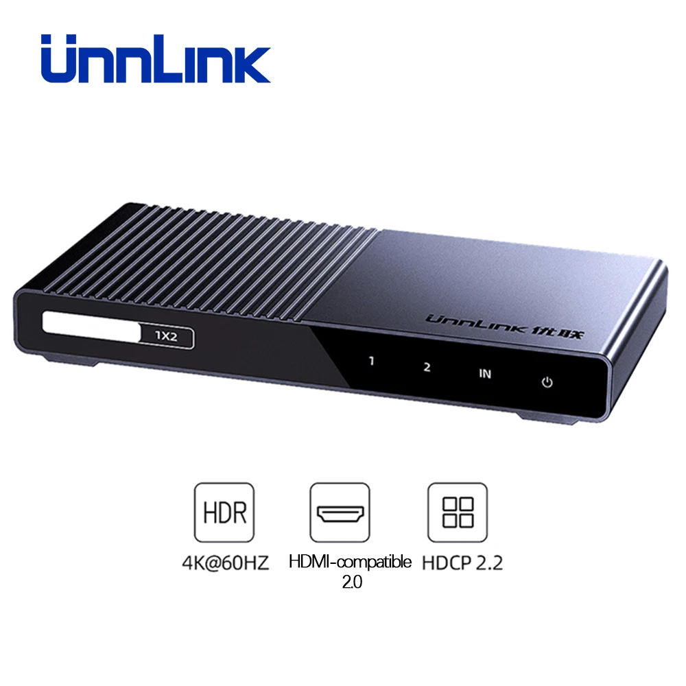 Unnlink HDMI совместимый сплиттер 1X2 1X4 UHD4K @ 60 Гц 18 Гбит/с HDCP 2 HDR 1 в 2/4 выход СВЕТОДИОДНЫЙ