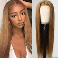13x6 straight lace front wig human hair 32 inch pre plucked for women brown colored brazilian lace wig 250 density