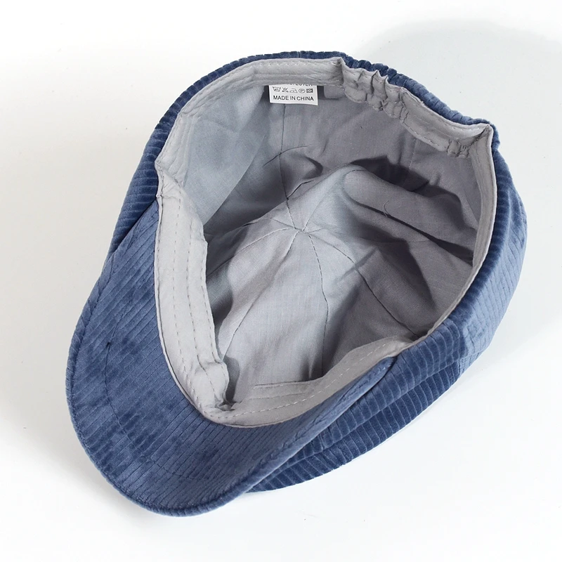 

Drop Shipping 2021 Autumn and Winter Corduroy Octagonhat Hat British Newsboy Men Beret Lady Fitted Ivy Cap 58CM