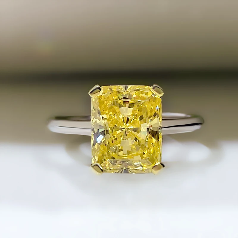 

Charms 100% 925 Sterling Silver 8*10MM Radiant Cut Citrine Gemstone Rings For Women Fine Jewelry
