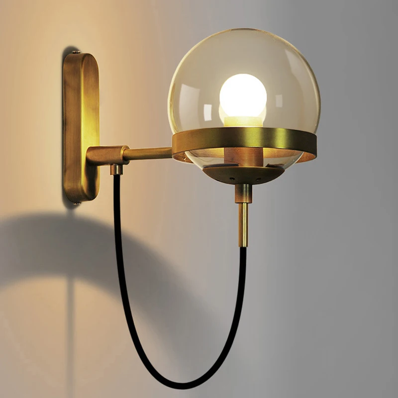 Американский Ретро светодиодный настенный светильник стеклянный шар для ванной