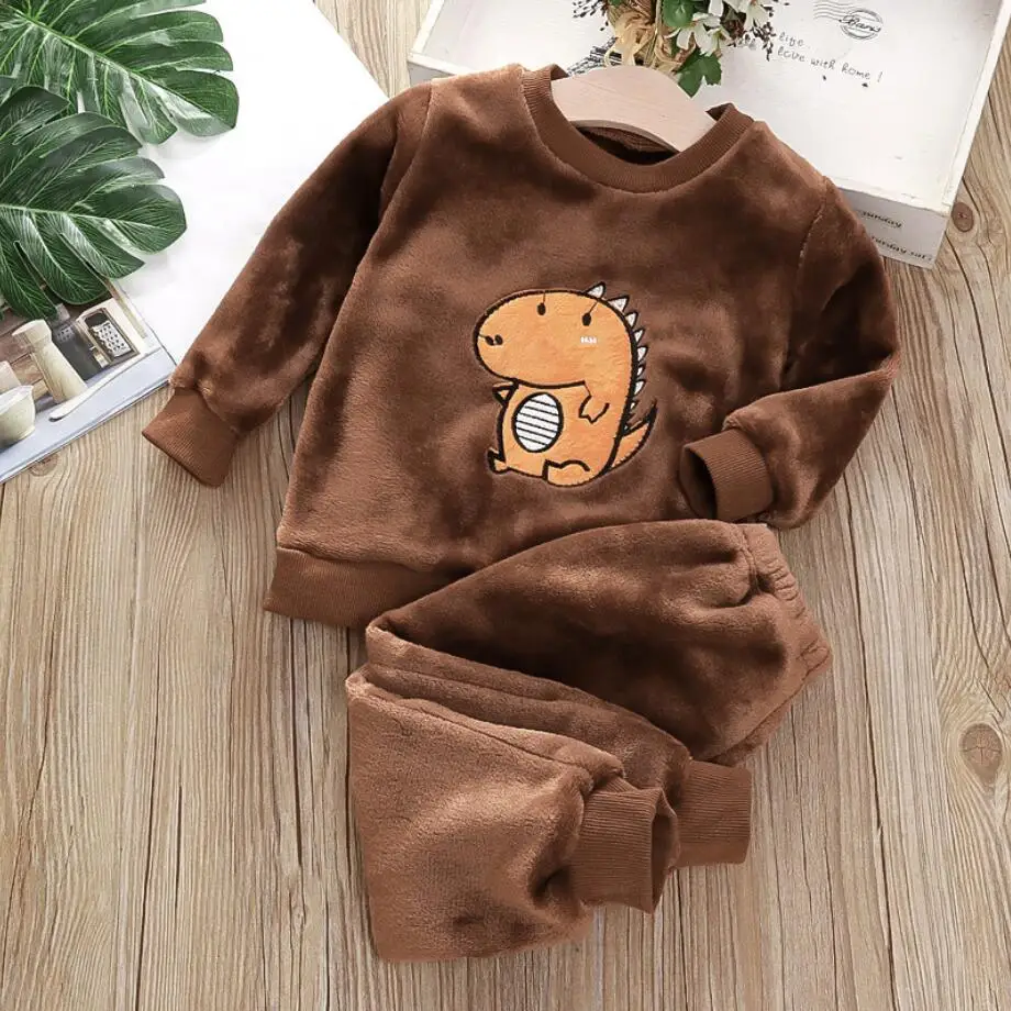 2021 новая зимняя одежда для маленьких мальчиков и девочек пижамный комплект