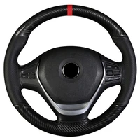 high quality 38cm crystal carbon fibermicrofiber leather non slip wear resistant hand stitched steering wheel cover