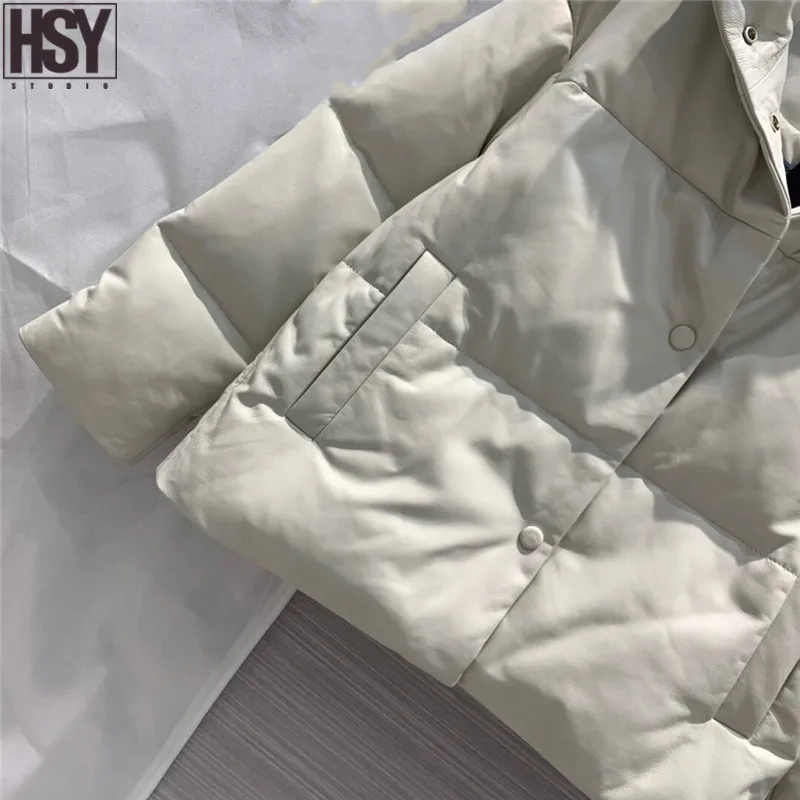 【HSY】2019 Осень Зима Новый женский пуховик 100% овчина 90 утиный пух высокий воротник