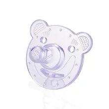 1 шт. молочного детская одежда с рисунком из мультфильма, силиконовая гелевые, на грудь молоко с круглым носком соски-пустышки фиолетовый Медвежонок M-12004