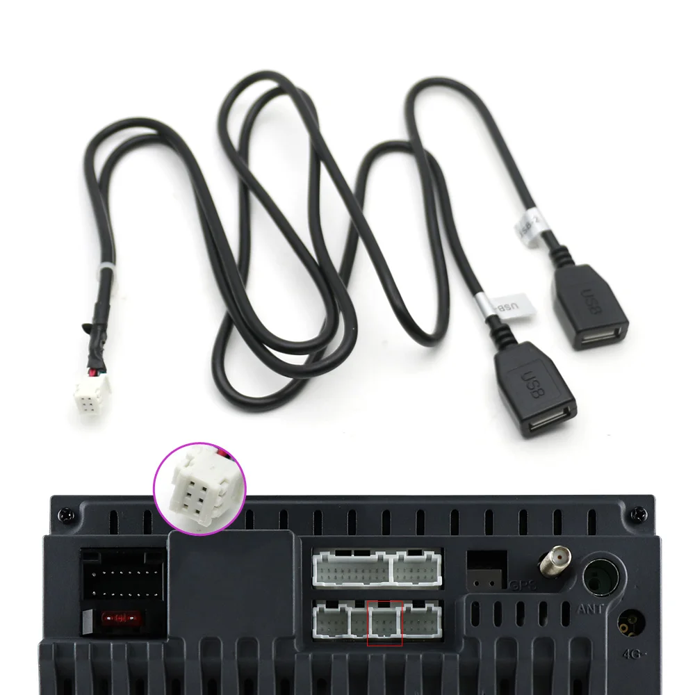4/6/8-контактный разъем с двумя USB-портами Кабель-адаптер для Android радио навигации