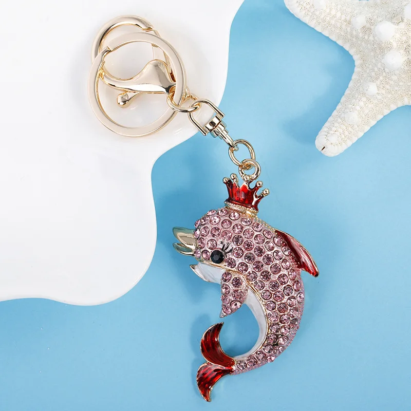 Изящные Подвески с дельфинами в виде короны брелки прозрачными красными
