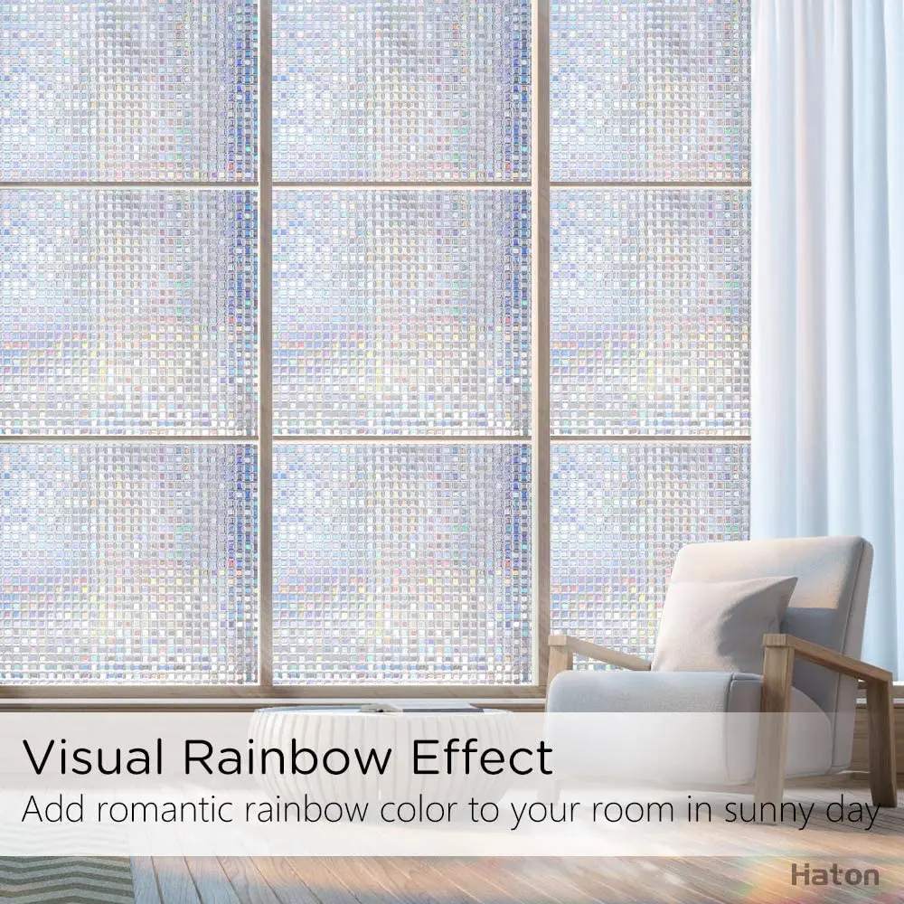 Тонированные 3D статические декоративные радужные пленки без клея для