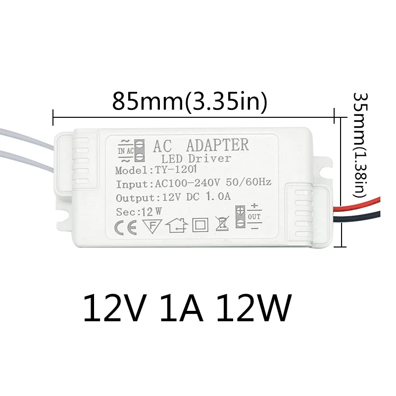 Светодиодный драйвер 12В 24В 2A 3A 5A для Светодиодный s AC220 12V Питание постоянный ток Напряжение Управление трансформаторы системы освещения - Цвет: 12W 12V 1A
