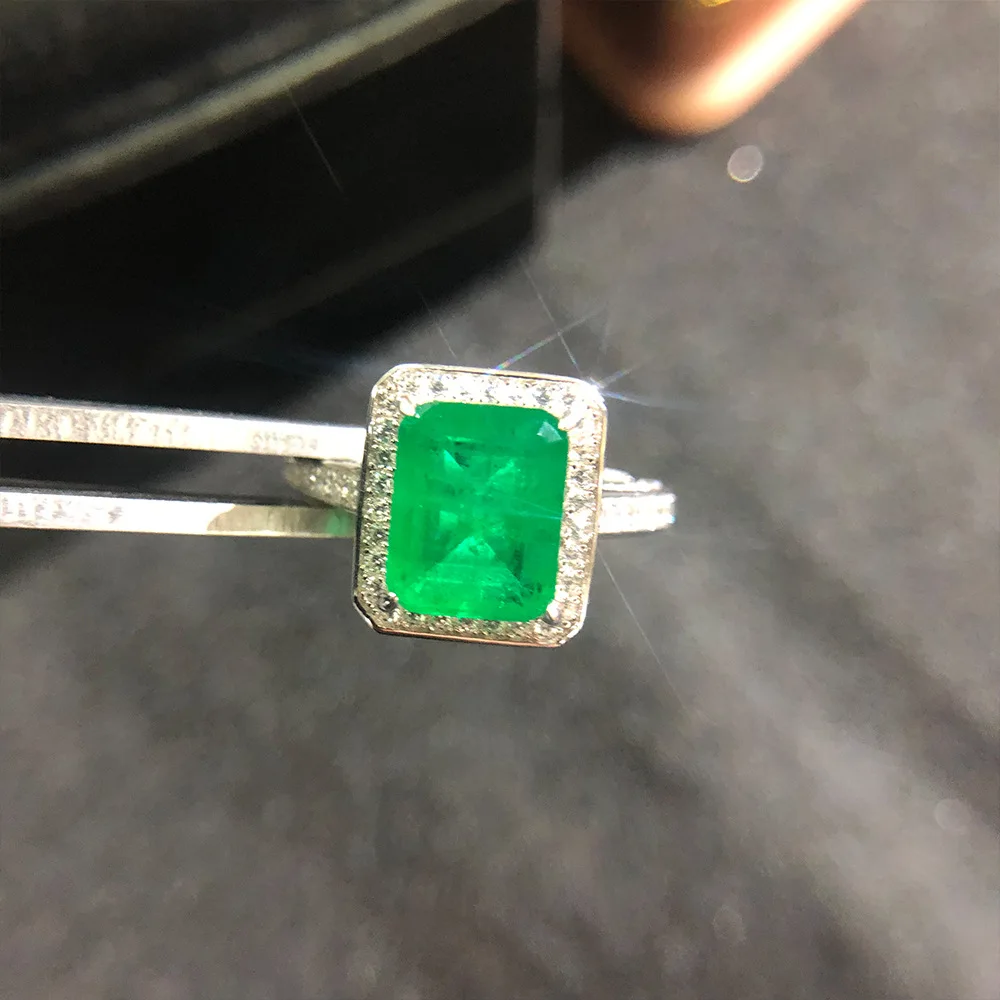 

Vintage 925 Sterling Silver Emerald Diamonds Gemstone Wedding Engagement Ring Fine Jewelry Wholesale Drop Shipping
