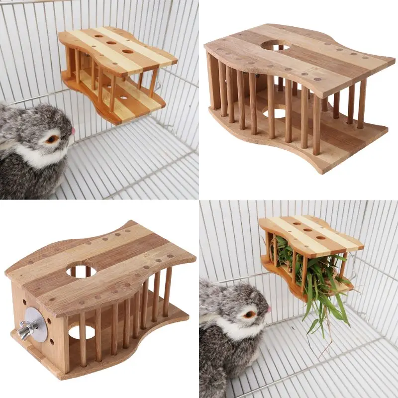 

Hay Feeder Manger Bamboo Rabbit Food Feeder Rack for Guinea Pigs Chinchillas