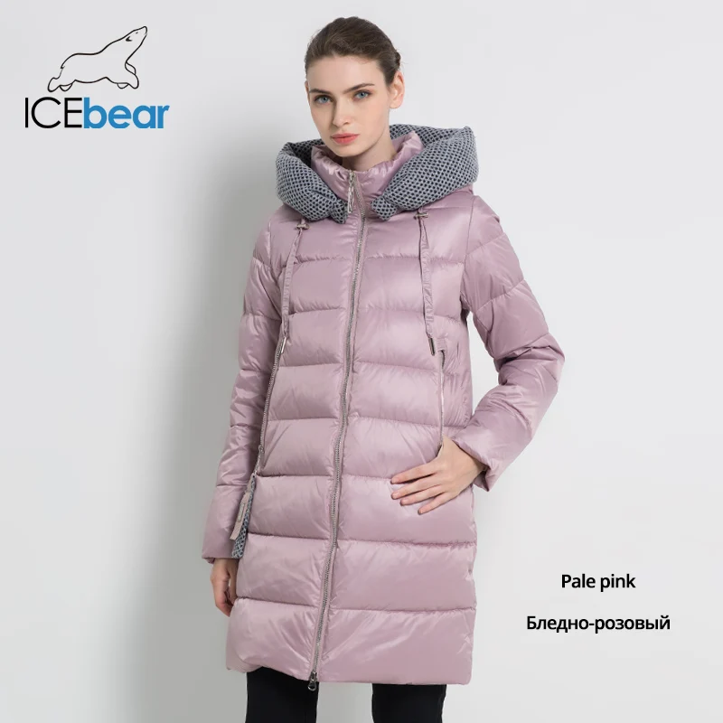 G363 ICEbear Новинка женская зимняя куртка пальтоТонкая зимняя стеганая куртка Длинная Стильная парка с капюшоном; утепленная верхняя одежда GWD19600I - Цвет: G363