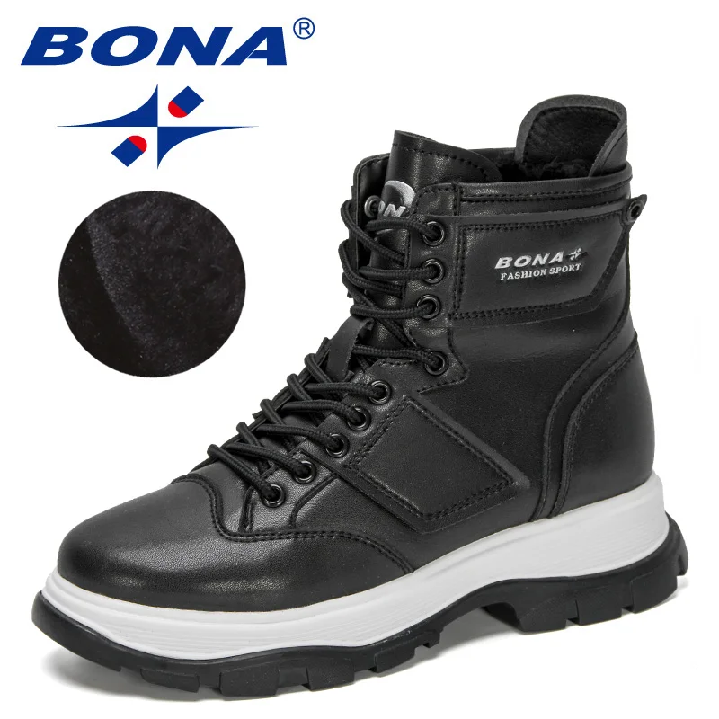 Ботильоны BONA женские плюшевые, Теплые повседневные ботинки, высокие ботинки на платформе, на толстой подошве, дизайнерская обувь, 2022