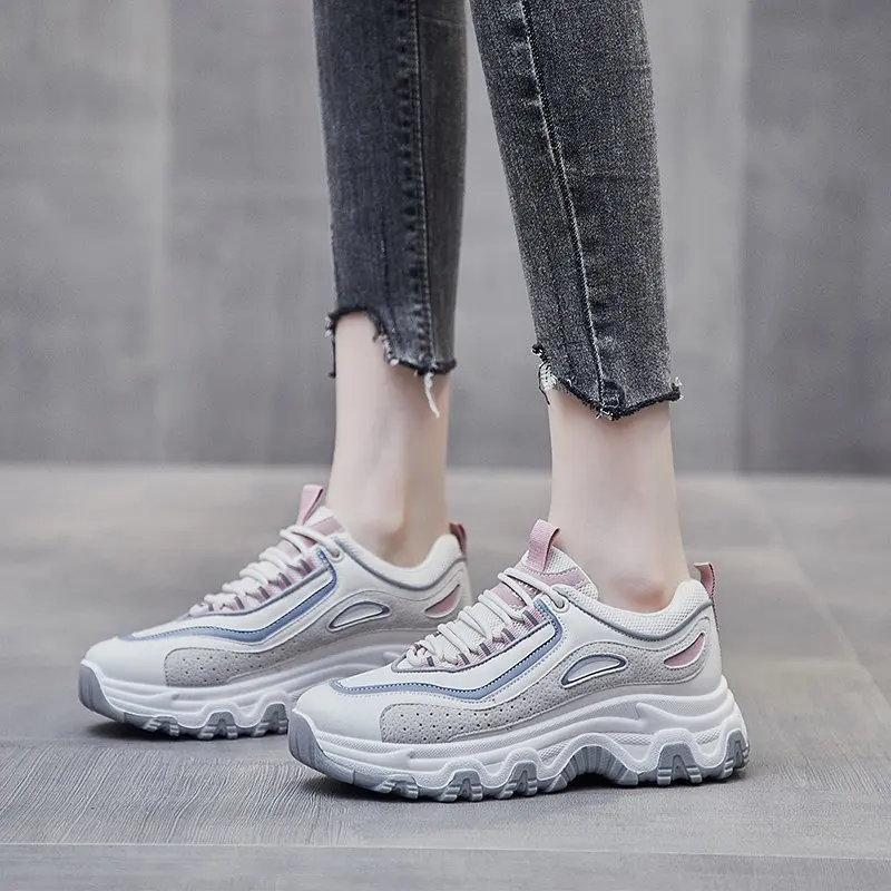 

DLEK Sneakers for Women Sports Shoes 2021 Fashion Spring Lace-up Platform Female Vulcanized Shoes Mesh Breathable Sneaker