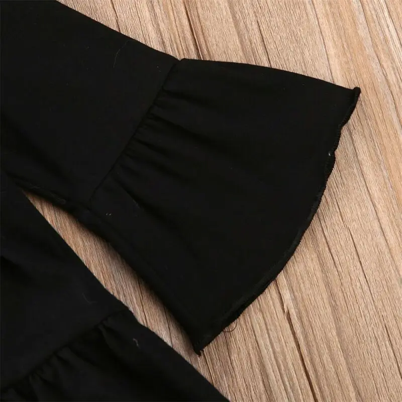 Комплект детской одежды для маленьких девочек черное платье с длинным рукавом и