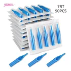 Наконечники для татуировочных насадок 7RT, 50 шт., синие тату-наконечники в комплекте, отдельно упакованные, для игл для татуировок, аксессуары, Бесплатная доставка