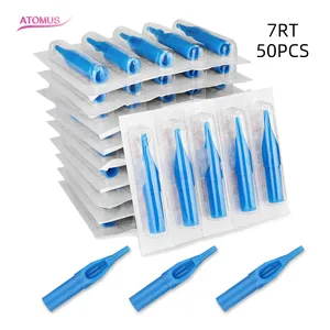 Наконечники для татуировочных насадок 7RT, 50 шт., синие тату-наконечники в комплекте, отдельно упакованные, для игл для татуировок, аксессуары, Бесплатная доставка