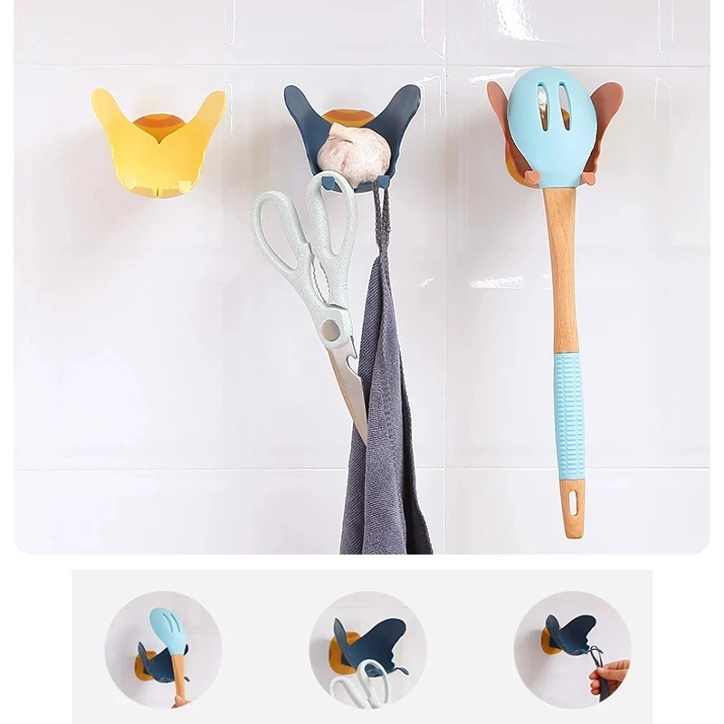 

Butterfly Shape Multifunctional Storage Rack Self-adhesive Hook Partition Storage Home Bathroom Kitchen Storage Gadgets