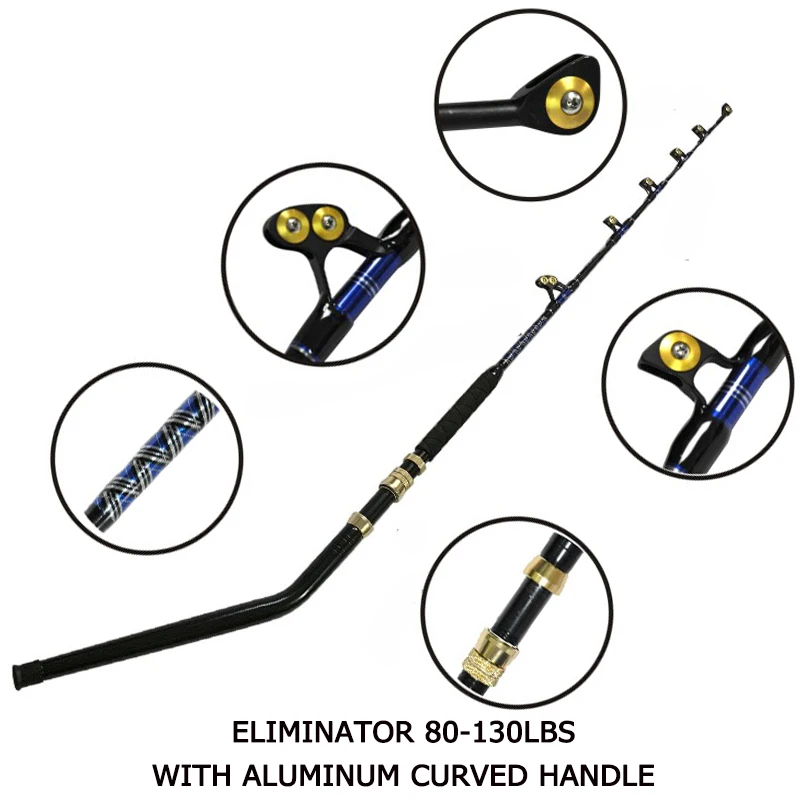 Eliminator 80-130 Topline снасти 130lbs удилище для ловли на блесну 6'" FRP материал Троллинг удочка с ALU изогнутый и прямой попой большой игровой стержень 5+ 1 направляющие - Цвет: Eliminator 80-130