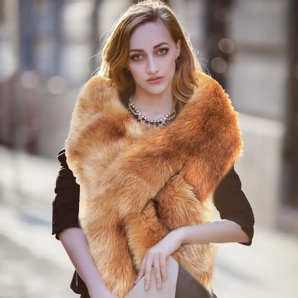 Роскошный зимний искусственный Лисий пальто женский шарф теплый пушистый мягкий