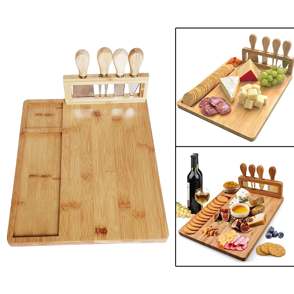 

Bamboo Cheese Board Wood Charcuterie Platter Serving Meat Board Home Decor