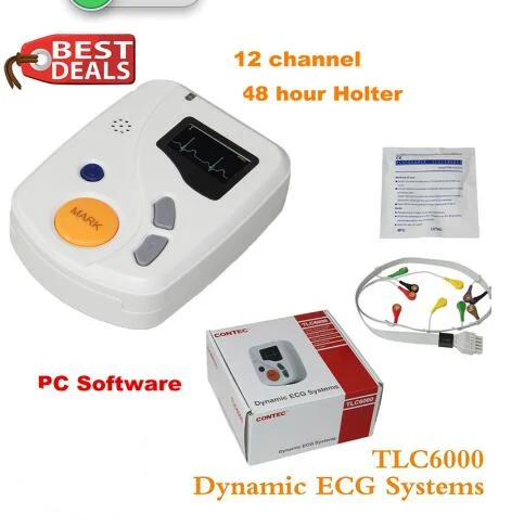 Динамический Alalyzer TLC6000 48 часов 12 каналов ЭКГ/ЭКГ Holter монитор производство CONTEC CE
