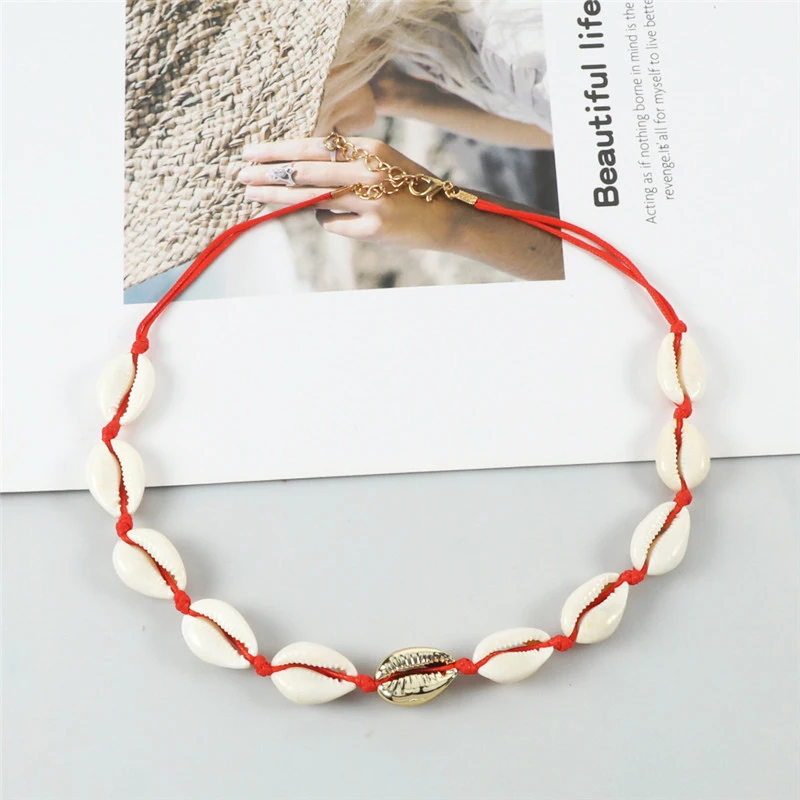 Летнее ожерелье из натуральной ракушки богемное ракушек Морская ракушка Пляжное