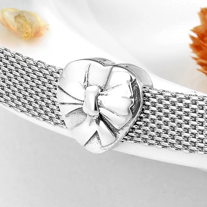 Горячая Распродажа 925 стерлингового серебра в форме сердца Форма без банта клип