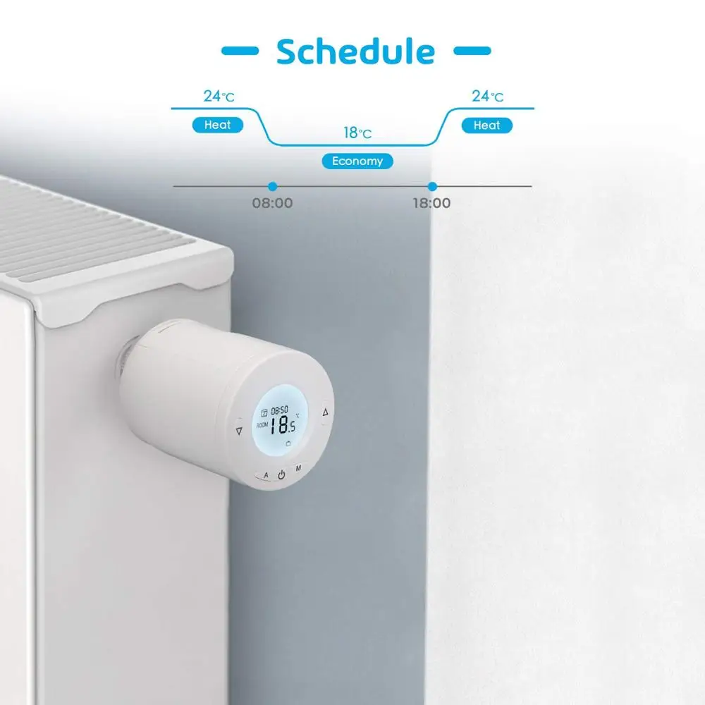 Meross Smart WLAN термостат радиатора с ЖК дисплеем совместим Alexa Google Assistant и IFTTT алиса