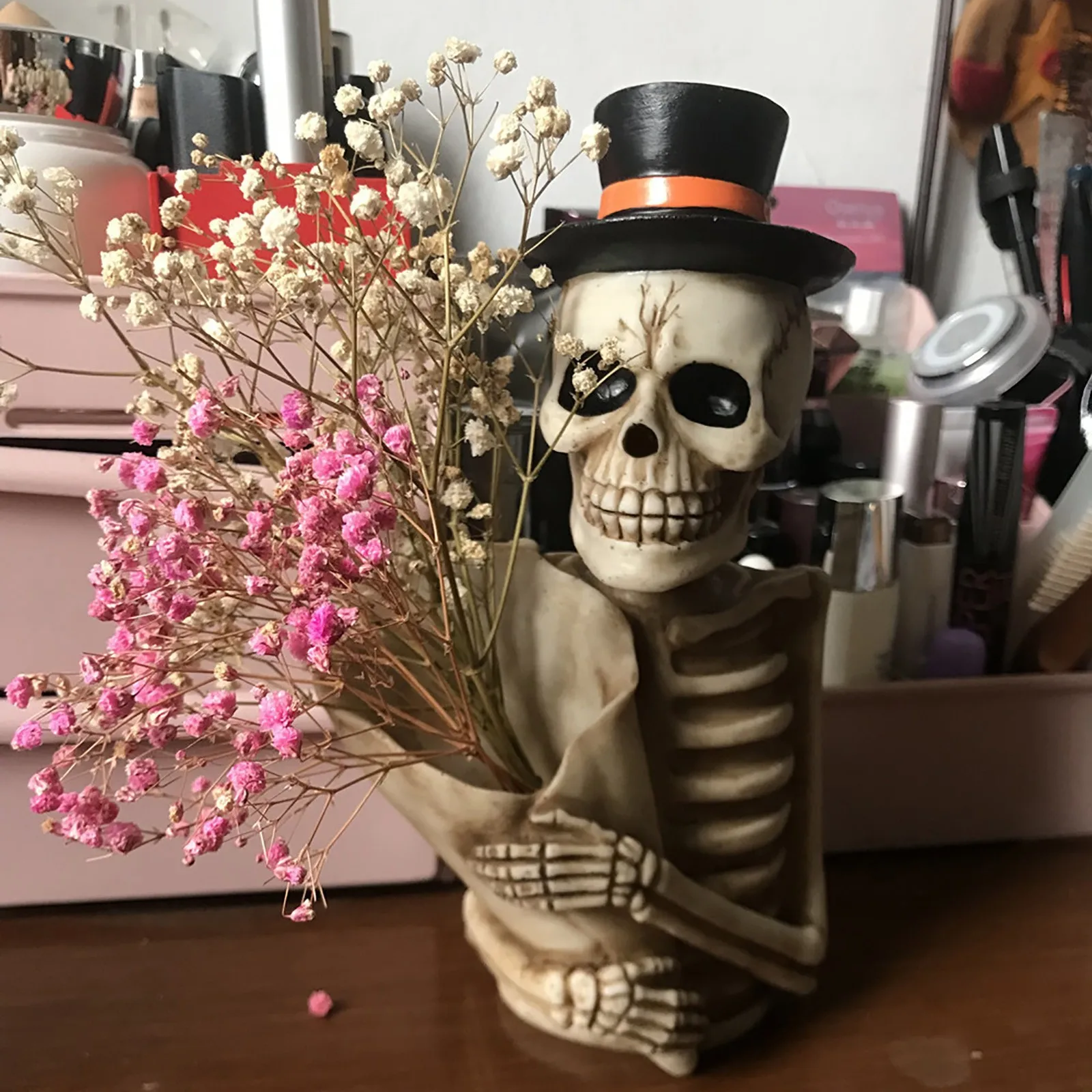 Органайзер настольный в стиле ретро для ручек с черепом|Хранилище дома и офиса| |