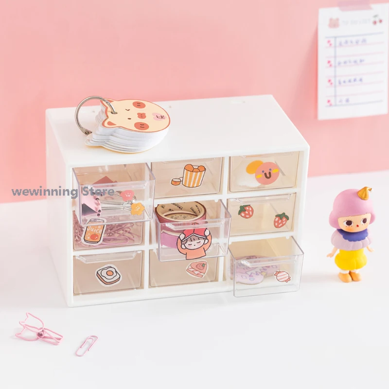 

Girl heart in Jiugongge dust-proof drawer storage box desktop stationery jewelry hand account cosmetic storage box