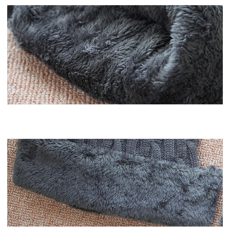 Thick Plus Fleece Winter Hat for Elderly Men - Wool Knitted Hat with Scarf image 6
