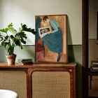 Абстрактный настенный постер в скандинавском стиле с изображением девушки для чтения, винтажная Картина на холсте для гостиной, спальни, Декор