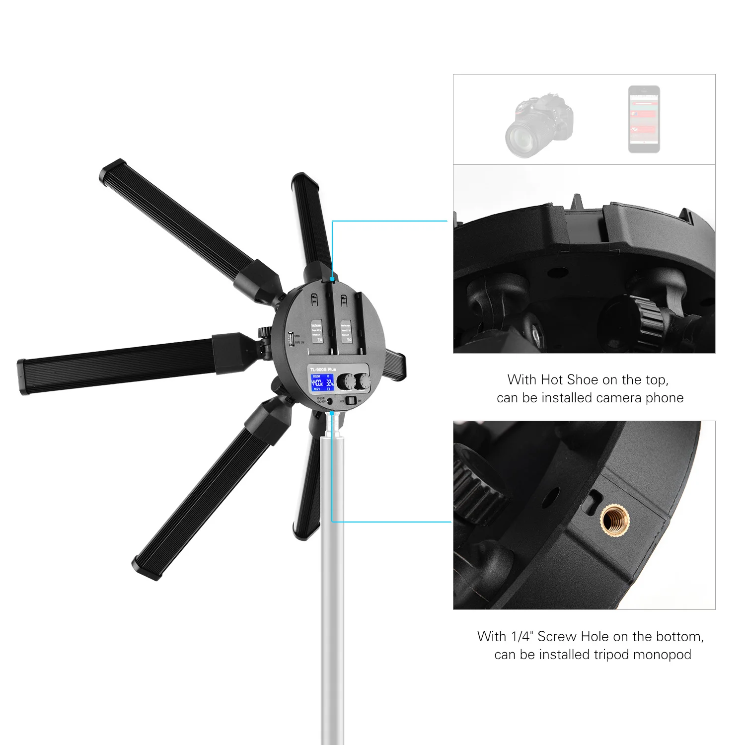 Заполняющий светильник в форме звезды круглый s 6 светодиодов 60 Вт 3200 K 5600 + 2 4G