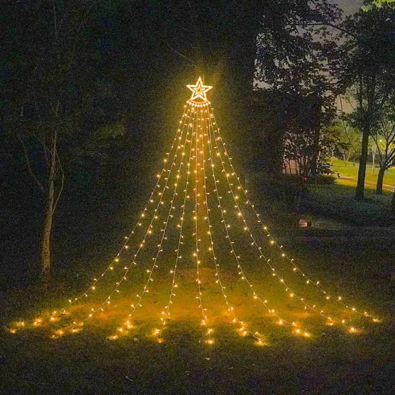 

Solar LED String Lights Star Waterfall Meteor Christmas Fairy Light Strip for Outdoor Wedding Christmas Party Decor